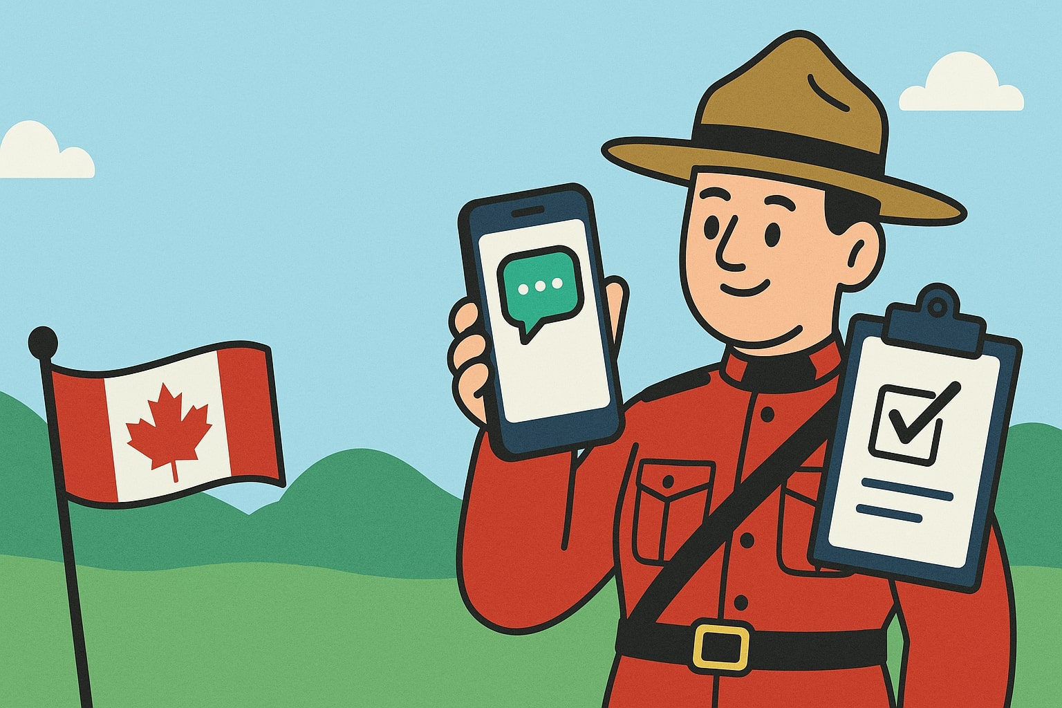 SMS messaging regulations in Canada - Image with mobile phone and regulatory symbols